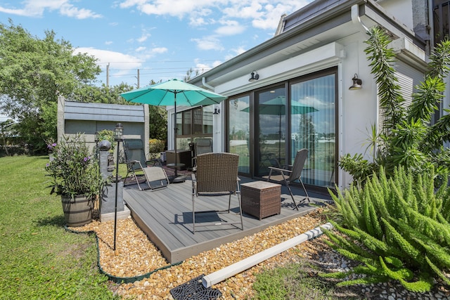 view of terrace featuring a deck