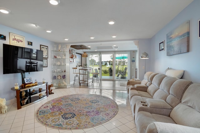 view of tiled living room