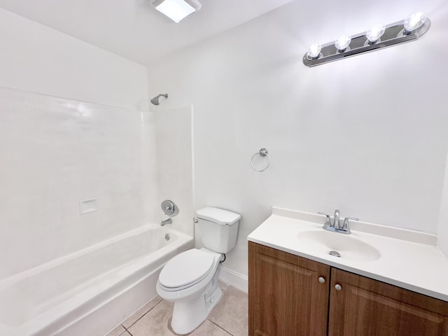 full bathroom with tile flooring, vanity, toilet, and bathing tub / shower combination