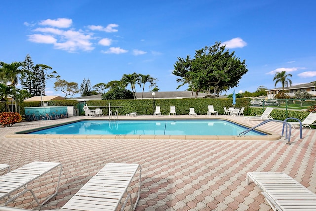 view of swimming pool with a patio