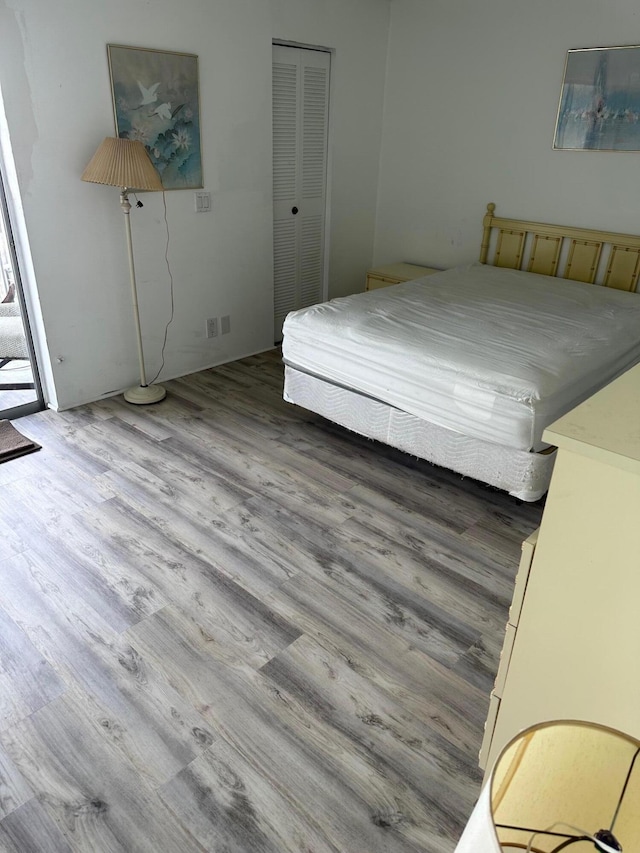 bedroom featuring a closet and wood finished floors