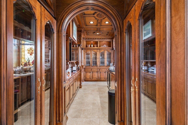 wine cellar with light tile floors