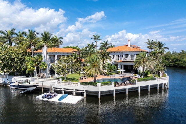 dock area featuring a water view