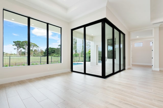 doorway to outside featuring light wood-type flooring