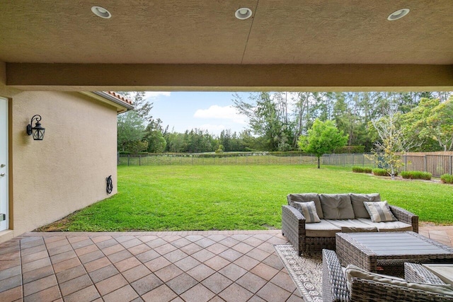 view of patio featuring an outdoor living space