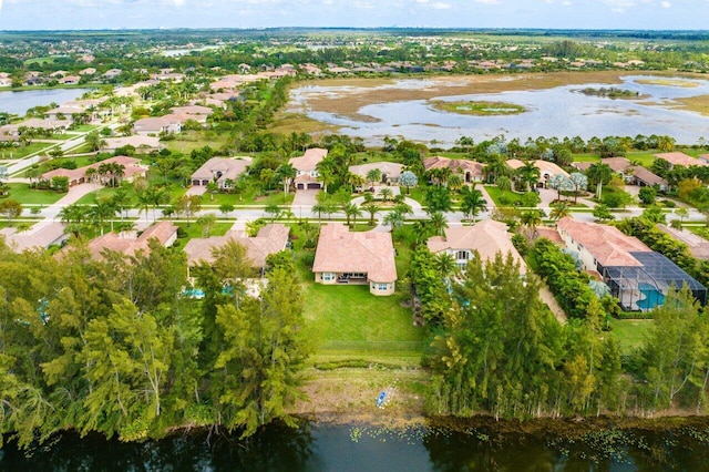 bird's eye view featuring a water view