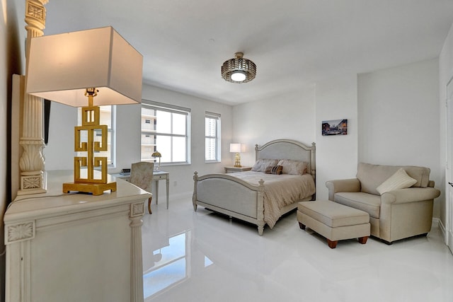 bedroom featuring light tile patterned floors