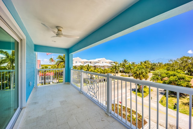 balcony with ceiling fan