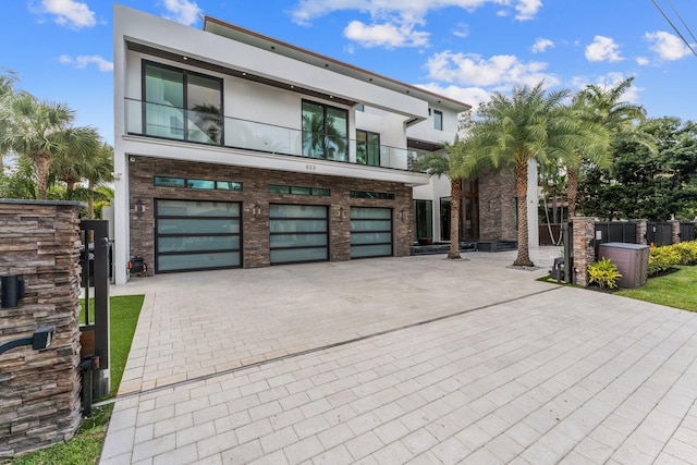 contemporary home featuring a garage