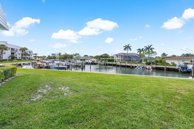 property view of water with a boat dock