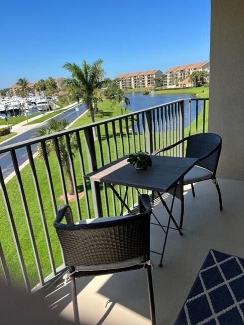 balcony with a water view