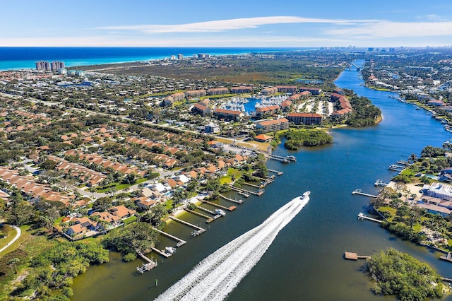 bird's eye view featuring a water view