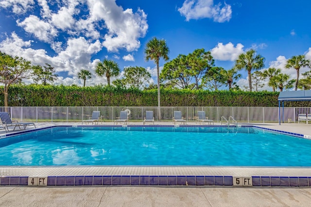 pool featuring a patio area and fence