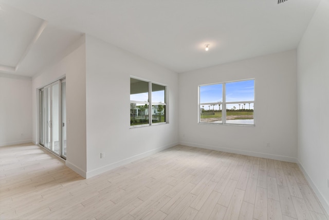 unfurnished room with light wood-type flooring