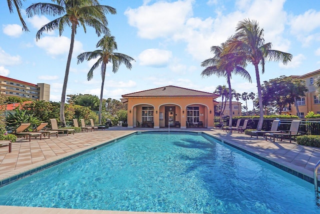 view of pool featuring a patio area