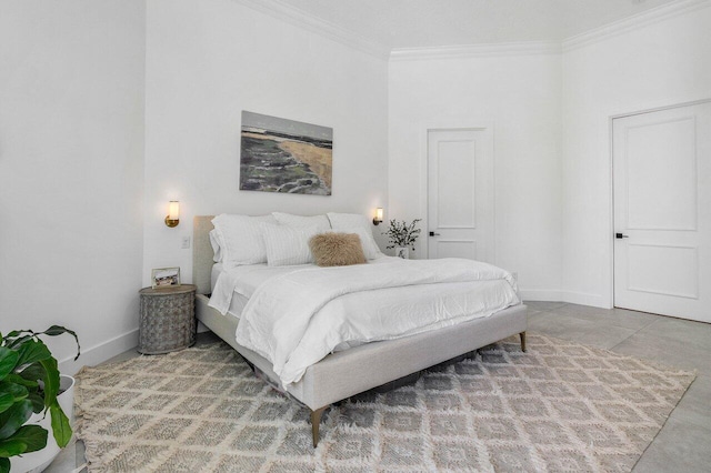 bedroom featuring crown molding