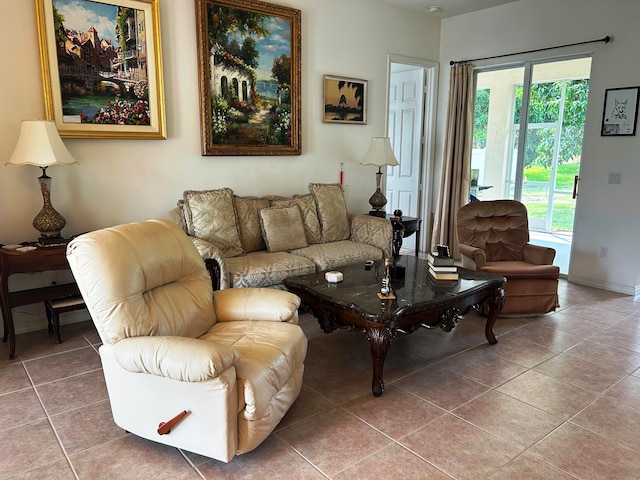 view of tiled living room