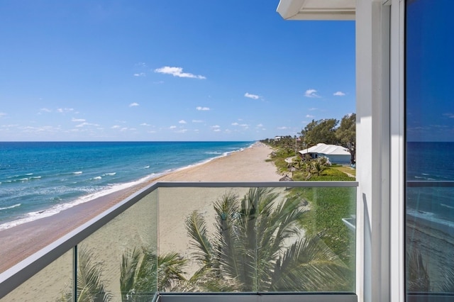 view of water feature featuring a beach view