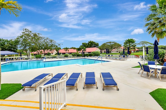 view of pool featuring a patio area