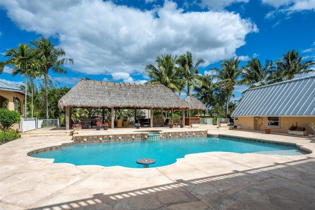 view of pool with a gazebo and a patio area