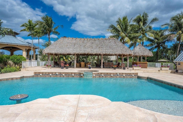 view of pool with a gazebo and a patio