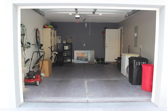 garage with a garage door opener