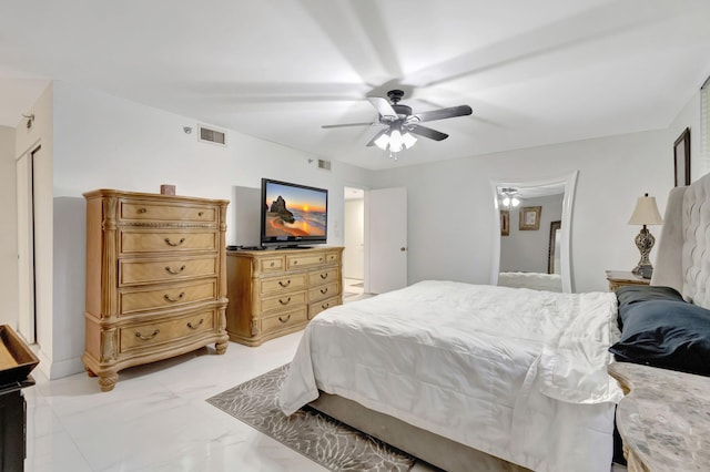 bedroom featuring ceiling fan