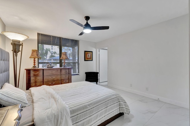 bedroom featuring ceiling fan