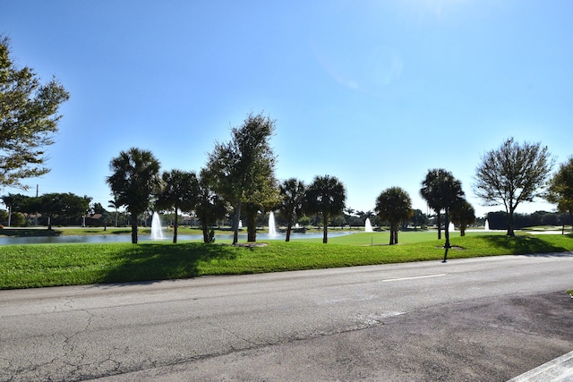 view of road with a water view