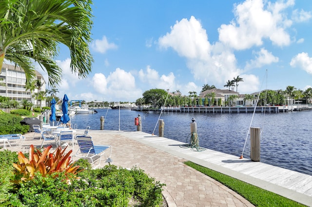 view of dock featuring a water view