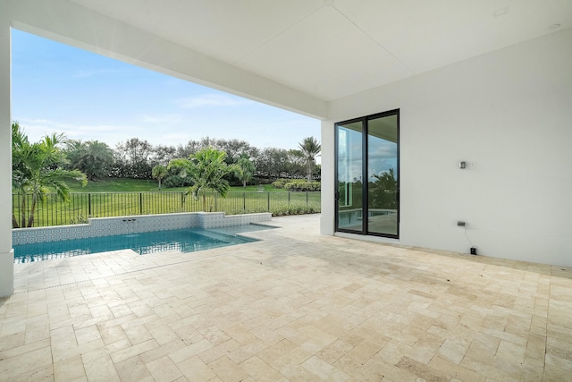 view of pool featuring a patio and pool water feature