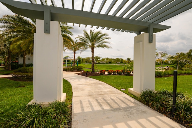 view of terrace featuring a pergola