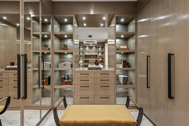 wine cellar with marble finish floor