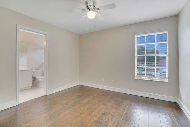 unfurnished room with light hardwood / wood-style floors and ceiling fan