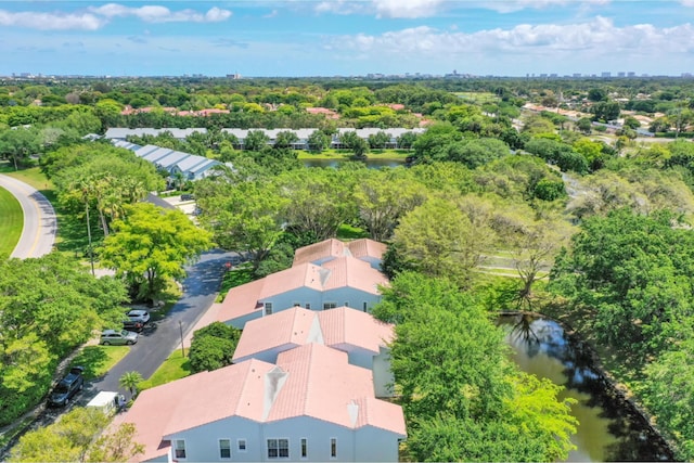 bird's eye view featuring a water view