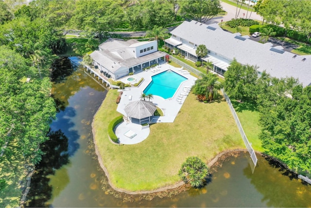 bird's eye view featuring a water view