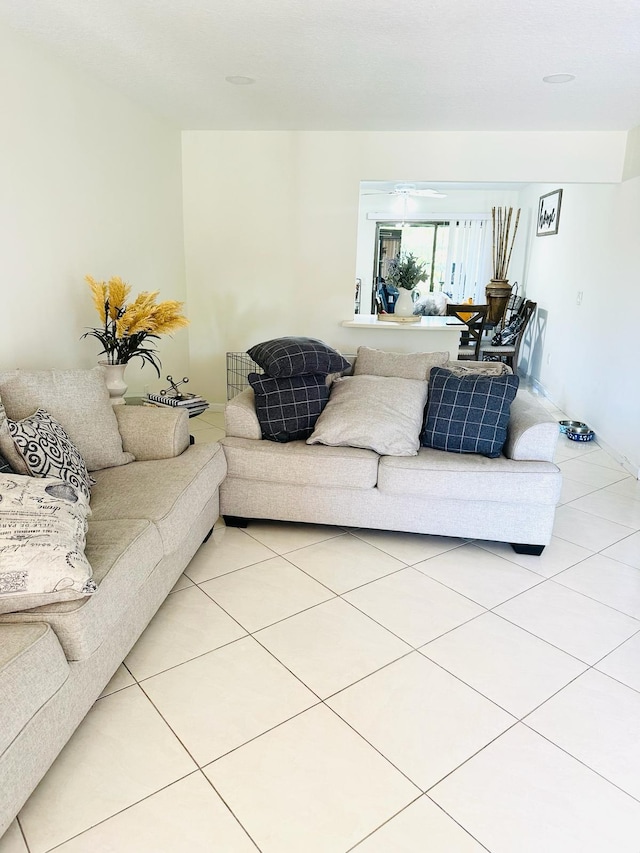 view of tiled living room