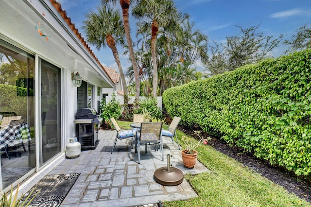 view of patio featuring area for grilling