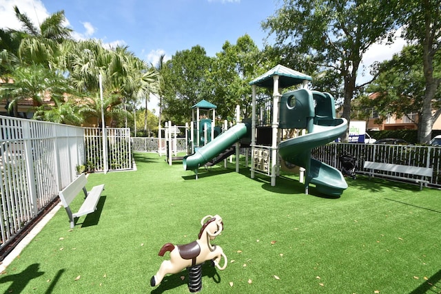 view of play area with a lawn