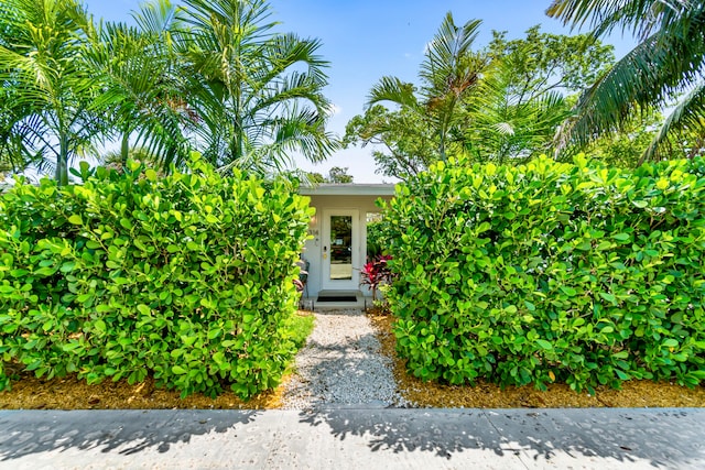 view of property hidden behind natural elements