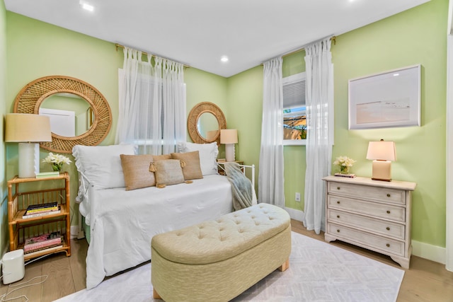 bedroom featuring light hardwood / wood-style flooring