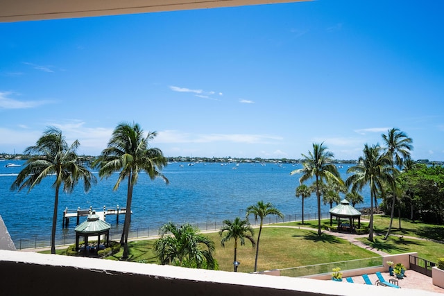 water view with a gazebo