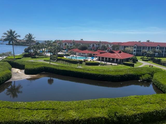 view of property's community with a water view