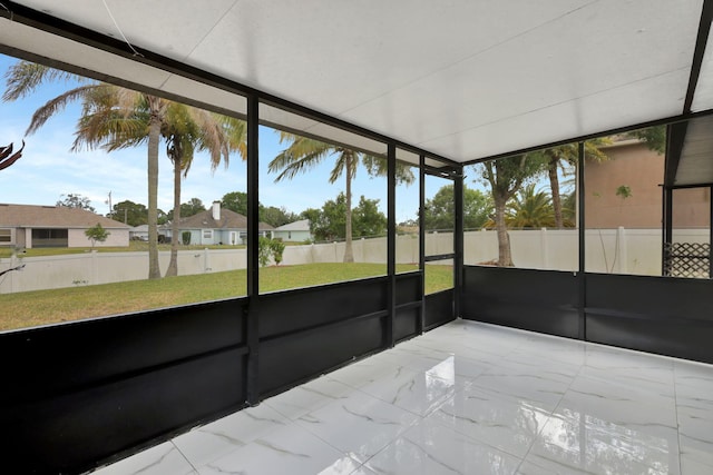 view of unfurnished sunroom