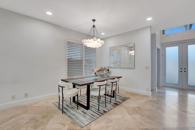 dining area featuring french doors