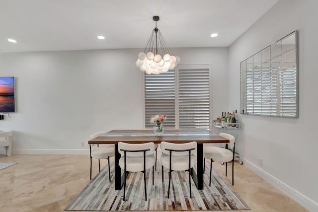 dining area with a chandelier