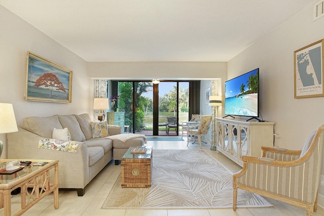 view of tiled living room