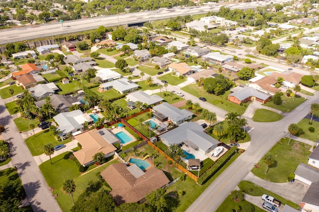 drone / aerial view with a residential view