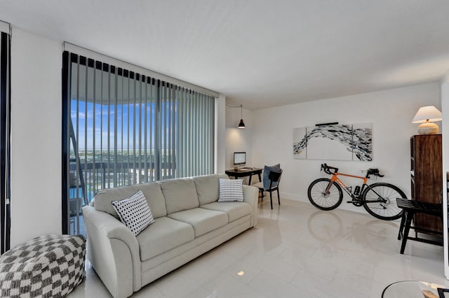 view of tiled living room