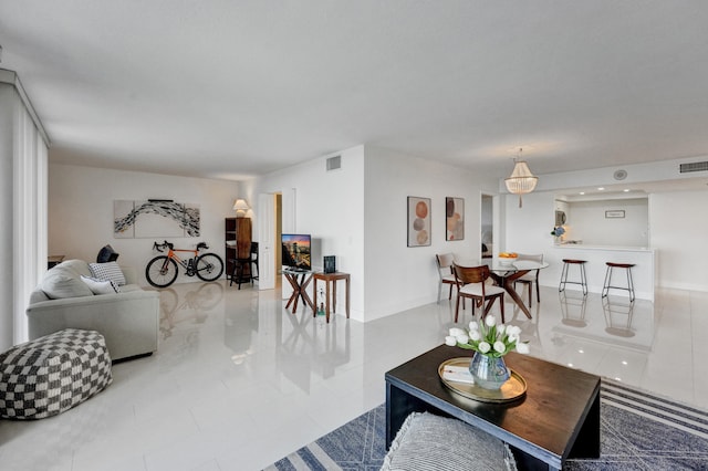 view of tiled living room